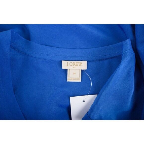 J.Crew Womens Shirt Top Blouse Sz 00 Blue Scoop Neck Polyester F1056 NWT - Picture 6 of 6